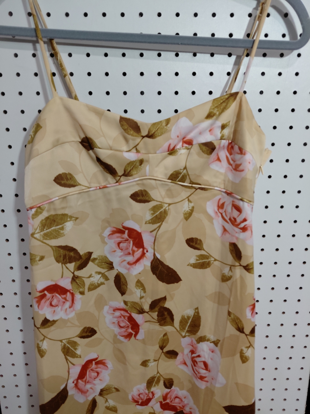 Wayf Beige Floral Maxi Slip Dress with Pink Roses - Picture 3 of 6